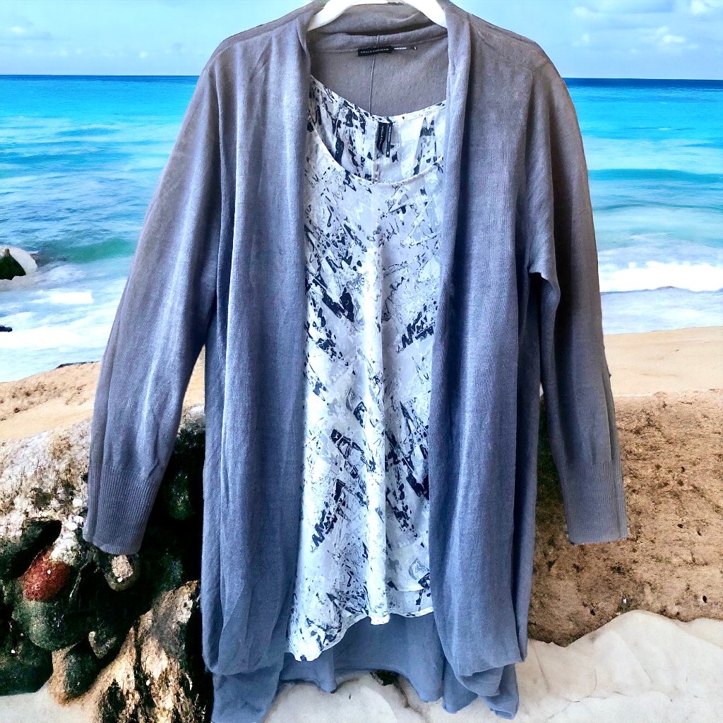 Stella Carakasi Tunic Top And Jacket Lagenlook Draped Womens Xs + Small